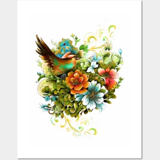 The beauty of birds and flowers together Posters and Art